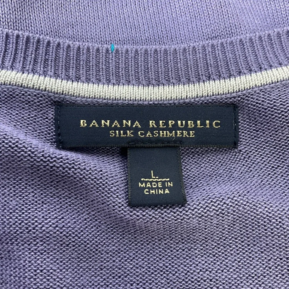 Banana‎ Republic Sweater Mens Large Purple Silk Cashmere V-Neck Luxury Classic